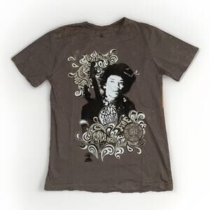 Jimi Hendrix Rock & Roll Hall of Fame T-Shirt Taupe Medium 17x24 Vintage Style